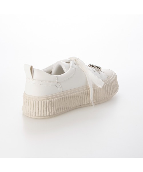 noyau（ノヤウ）の「ビジュー付き厚底レースアップスニーカー（スニーカー・レディース・シルバー/ブラック/ホワイト・S/M/L/LL）」の5枚目の写真