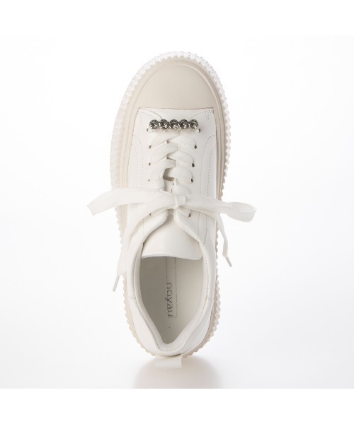 noyau（ノヤウ）の「ビジュー付き厚底レースアップスニーカー（スニーカー・レディース・シルバー/ブラック/ホワイト・S/M/L/LL）」の6枚目の写真