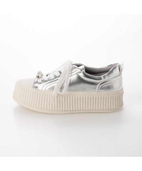 noyau（ノヤウ）の「ビジュー付き厚底レースアップスニーカー（スニーカー・レディース・シルバー/ブラック/ホワイト・S/M/L/LL）」の9枚目の写真