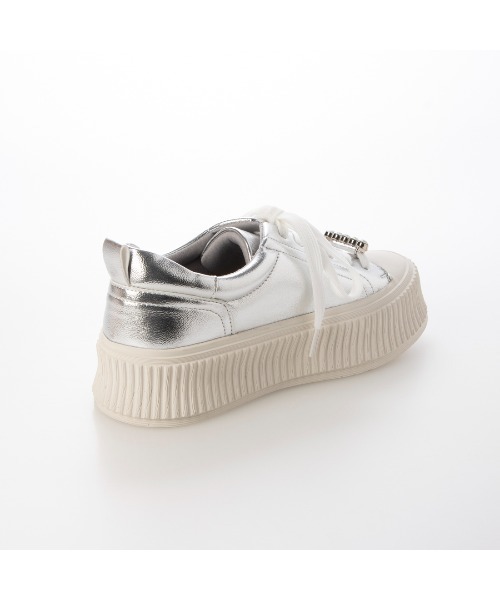 noyau（ノヤウ）の「ビジュー付き厚底レースアップスニーカー（スニーカー・レディース・シルバー/ブラック/ホワイト・S/M/L/LL）」の10枚目の写真