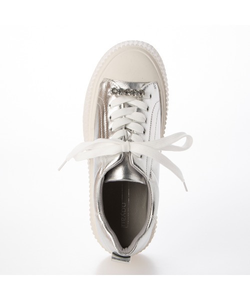noyau（ノヤウ）の「ビジュー付き厚底レースアップスニーカー（スニーカー・レディース・シルバー/ブラック/ホワイト・S/M/L/LL）」の11枚目の写真