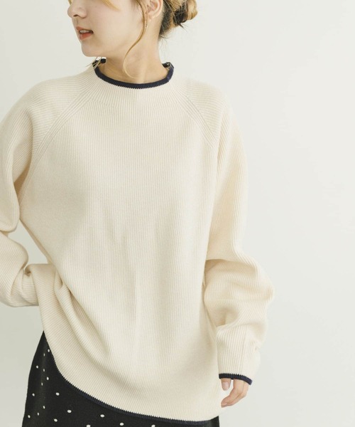 ITEMS URBANRESEARCH(アイテムズ アーバンリサーチ)の「ハイショクリブニットプルオーバー(ニット/セーター・レディース・グレー/オフホワイト/ブラック・FREE)」の2枚目の写真