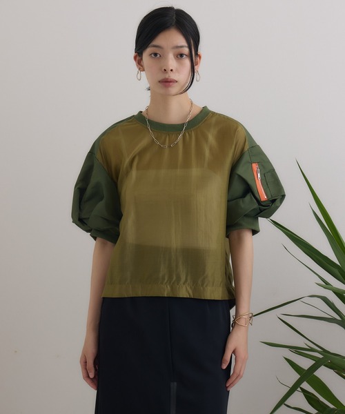 tシャツ doll up oops FRENCH HUSHプリント配色トップス レディース doll up oops FRENCH HUSHプリント配色トップス（Tシャツ
