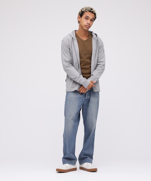 AVIREX インディゴ デニムパーカーLsize美品 AVIREX ブルゾン アウター 「直営店限定」DENIM SIGNATUR LOGO