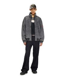 DIESEL スウェット ジャケット S-BATEL Jacket in teddy-bonded jersey｜ブラック｜メンズ｜DIESEL