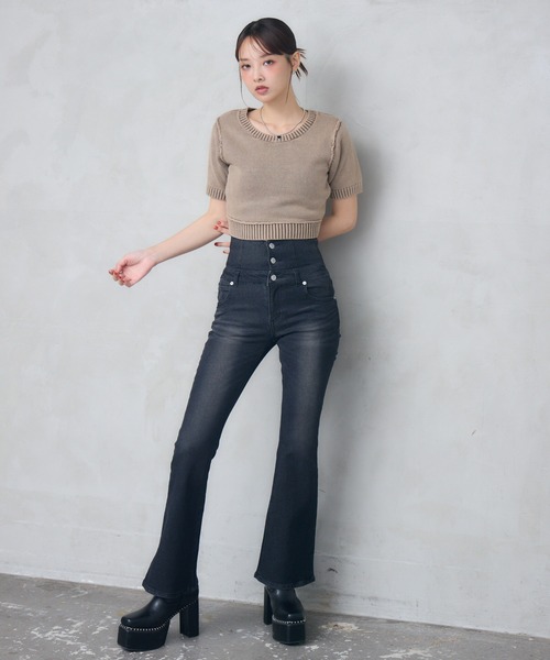 ENVYM（アンビー）の「ピグメントハーフスリーブニット（ニット/セーター・レディース・ネイビー/ブラック/ブラウン・FREE）」の13枚目の写真