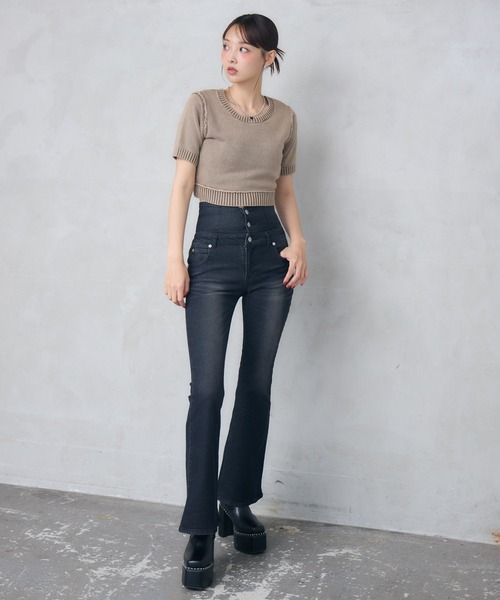 ENVYM（アンビー）の「ピグメントハーフスリーブニット（ニット/セーター・レディース・ネイビー/ブラック/ブラウン・FREE）」の15枚目の写真