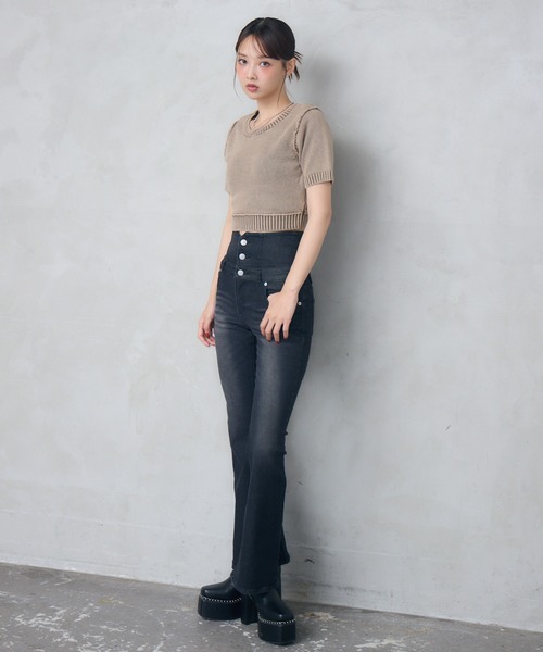 ENVYM（アンビー）の「ピグメントハーフスリーブニット（ニット/セーター・レディース・ネイビー/ブラック/ブラウン・FREE）」の16枚目の写真