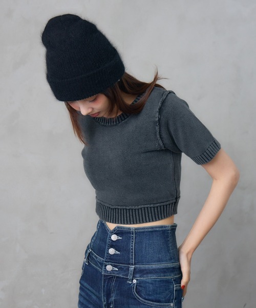 ENVYM（アンビー）の「ピグメントハーフスリーブニット（ニット/セーター・レディース・ネイビー/ブラック/ブラウン・FREE）」の21枚目の写真