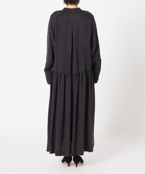 VERMEIL par iena キュプラフィブリルギャザーワンピース 深緑 WEB・一