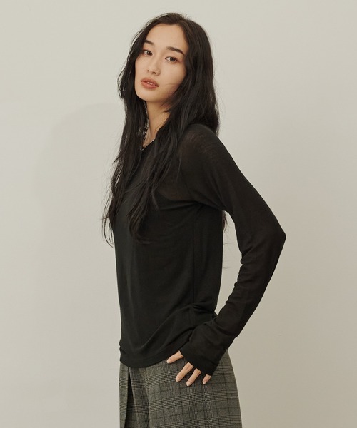 CITY TOKYO(シティトウキョウ)の「カシミヤシルクシアートップス(Tシャツ/カットソー・レディース・ホワイト/モカ/ライム/ブラック・FREE)」の2枚目の写真