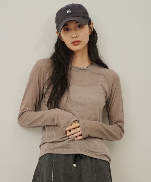 CITY TOKYO(シティトウキョウ)の「カシミヤシルクシアートップス(Tシャツ/カットソー・レディース・ホワイト/モカ/ライム/ブラック・FREE)」の3枚目の写真
