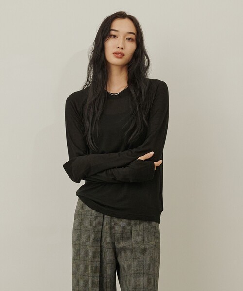 CITY TOKYO(シティトウキョウ)の「カシミヤシルクシアートップス(Tシャツ/カットソー・レディース・ホワイト/モカ/ライム/ブラック・FREE)」の6枚目の写真
