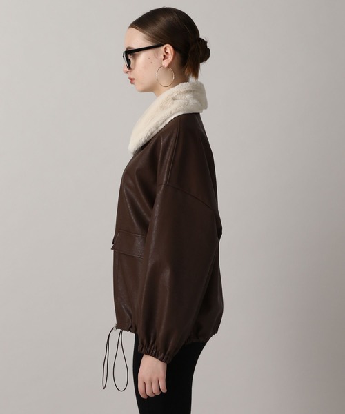 セール】【2024FW】取り外し可能ファー付きフェイクレザーブルゾン