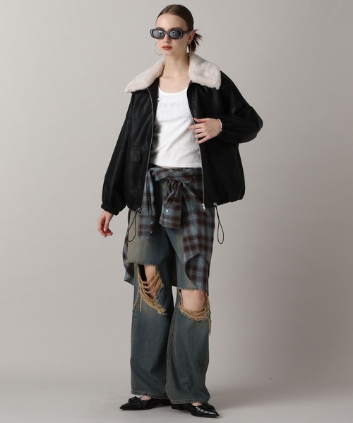 FOREVER 21（フォーエバー トゥエンティーワン）の「【2024FW】取り外し可能ファー付きフェイクレザーブルゾン（ブルゾン・レディース・ブラウン/ブラック・FREE）」の9枚目の写真