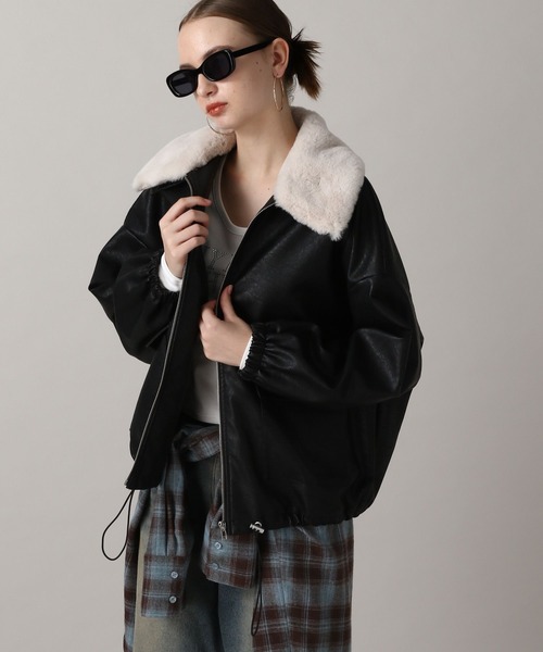 セール】【2024FW】取り外し可能ファー付きフェイクレザー
