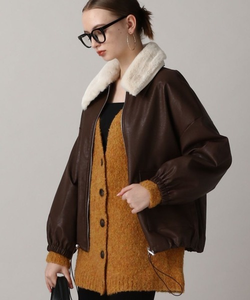 ブラウン 毛皮コート ボタン付き マルチウェイポンチョ風ミドルコート - ジャケット/アウター通販