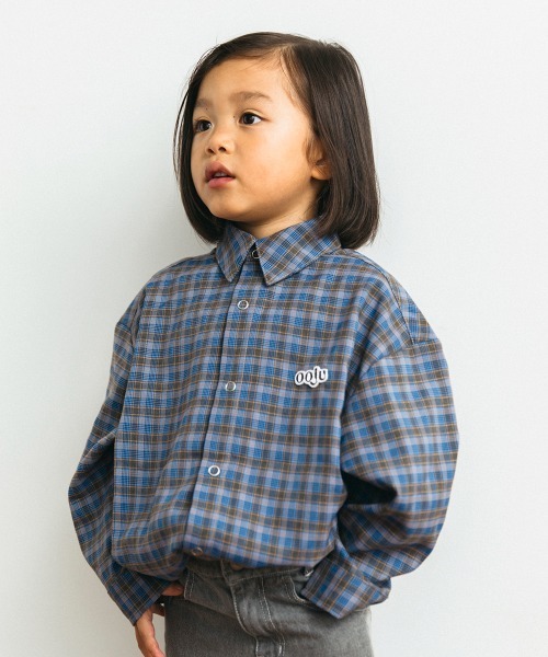 ooju（オージュ）の「【ooju】チェックシャツ（シャツ/ブラウス・キッズ・ベージュ/ネイビー・1/2/3）」の7枚目の写真