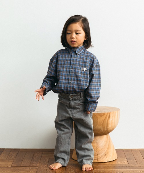 ooju（オージュ）の「【ooju】チェックシャツ（シャツ/ブラウス・キッズ・ベージュ/ネイビー・1/2/3）」の9枚目の写真