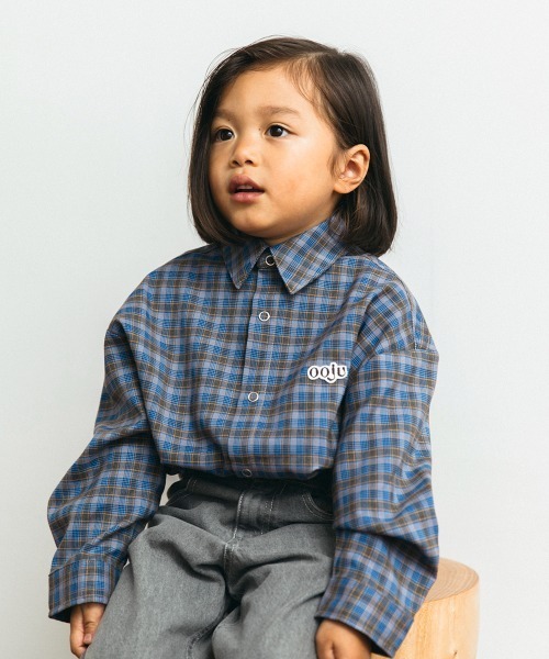ooju（オージュ）の「【ooju】チェックシャツ（シャツ/ブラウス・キッズ・ベージュ/ネイビー・1/2/3）」の8枚目の写真
