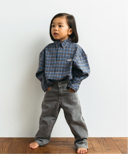 ooju（オージュ）の「【ooju】チェックシャツ（シャツ/ブラウス・キッズ・ベージュ/ネイビー・1/2/3）」の10枚目の写真