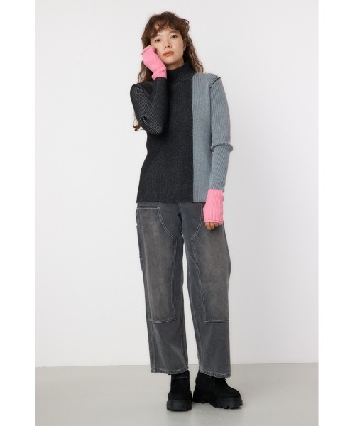 RODEO CROWNS WIDE BOWL(ロデオクラウンズワイドボウル)の「ブロックカラーハイネックニットトップス(ニット/セーター・レディース・ブラック/ブラウン/ブルー・FREE)」の17枚目の写真