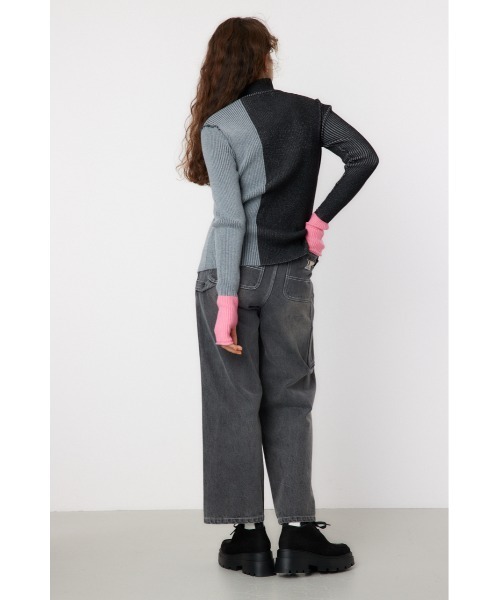 RODEO CROWNS WIDE BOWL(ロデオクラウンズワイドボウル)の「ブロックカラーハイネックニットトップス(ニット/セーター・レディース・ブラック/ブラウン/ブルー・FREE)」の18枚目の写真