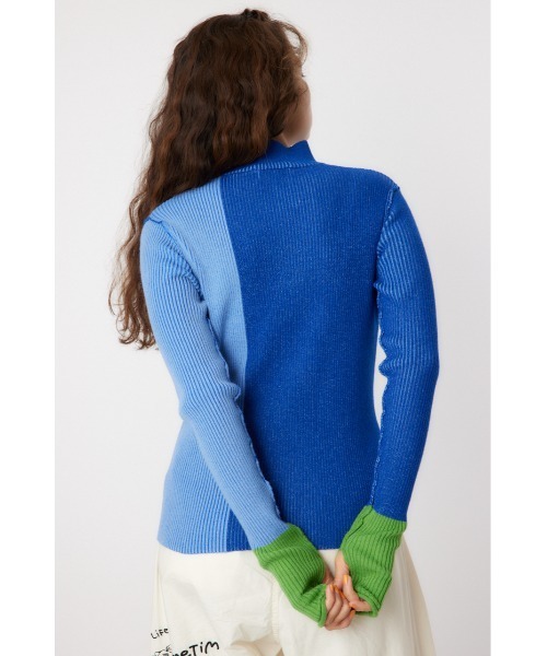 RODEO CROWNS WIDE BOWL(ロデオクラウンズワイドボウル)の「ブロックカラーハイネックニットトップス(ニット/セーター・レディース・ブラック/ブラウン/ブルー・FREE)」の21枚目の写真