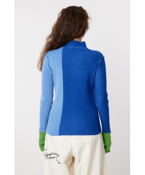 RODEO CROWNS WIDE BOWL(ロデオクラウンズワイドボウル)の「ブロックカラーハイネックニットトップス(ニット/セーター・レディース・ブラック/ブラウン/ブルー・FREE)」の5枚目の写真