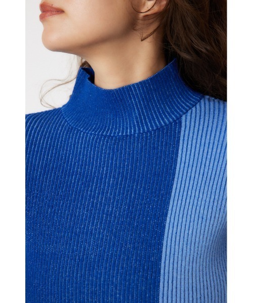 RODEO CROWNS WIDE BOWL(ロデオクラウンズワイドボウル)の「ブロックカラーハイネックニットトップス(ニット/セーター・レディース・ブラック/ブラウン/ブルー・FREE)」の6枚目の写真