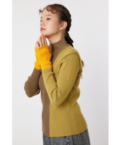 RODEO CROWNS WIDE BOWL(ロデオクラウンズワイドボウル)の「ブロックカラーハイネックニットトップス(ニット/セーター・レディース・ブラック/ブラウン/ブルー・FREE)」の9枚目の写真