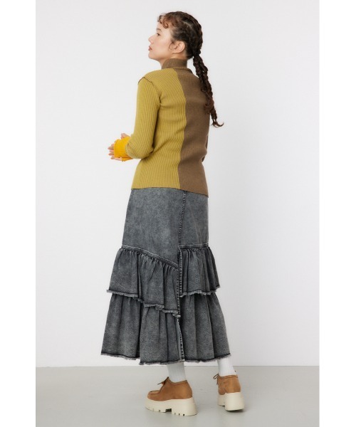 RODEO CROWNS WIDE BOWL(ロデオクラウンズワイドボウル)の「ブロックカラーハイネックニットトップス(ニット/セーター・レディース・ブラック/ブラウン/ブルー・FREE)」の12枚目の写真