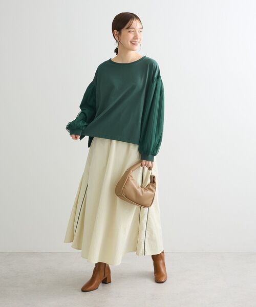 Green Parks(グリーンパークス)の「ナイロンラインフレアスカート(スカート・レディース・ブラック/アイボリー/グレー・FREE)」の15枚目の写真