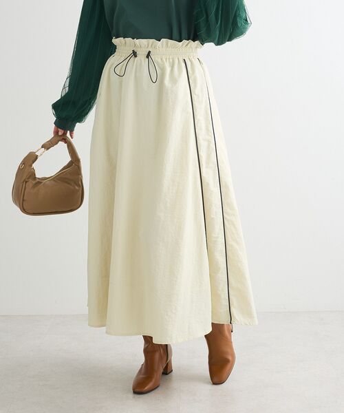 Green Parks(グリーンパークス)の「ナイロンラインフレアスカート(スカート・レディース・ブラック/アイボリー/グレー・FREE)」の18枚目の写真