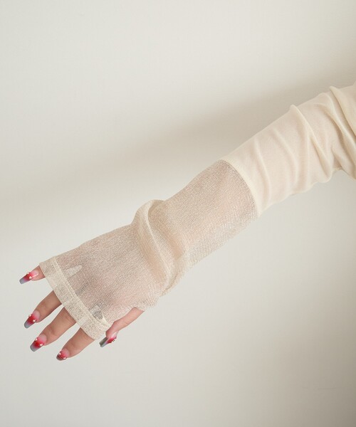 HYSTERICS ヒスガール パワーネット メッシュ シアー トップス セール】限定展開 パワーメッシュ 袖口 シアー ラメ 切り替え