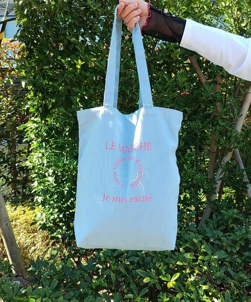 Q（キュー）の「キャンバスデイリートート（トートバッグ・レディース・グレー/ラベンダー/スモークピンク/ライトブルー/ブラック・ONE SIZE）」の9枚目の写真