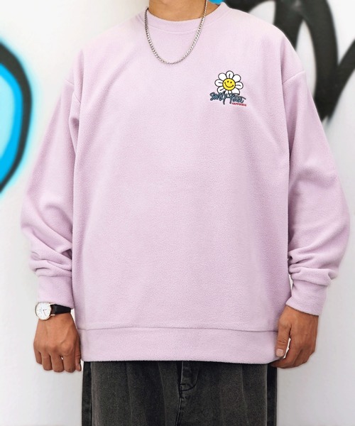 SMILEY FACE(スマイリーフェイス)の「【GROOVY STORE】SMILEYFACE オーバーサイズフリーストレーナー(スウェット・メンズ・アイボリー/ブラック/グレイッシュベージュ/ラベンダー・M/L/LL)」の4枚目の写真