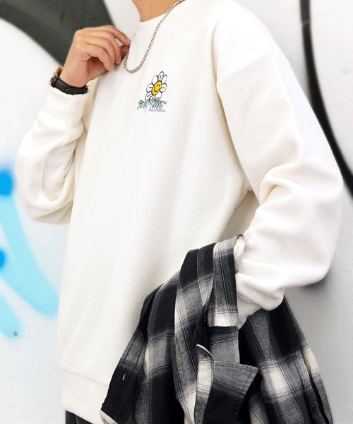 SMILEY FACE(スマイリーフェイス)の「【GROOVY STORE】SMILEYFACE オーバーサイズフリーストレーナー(スウェット・メンズ・アイボリー/ブラック/グレイッシュベージュ/ラベンダー・M/L/LL)」の1枚目の写真