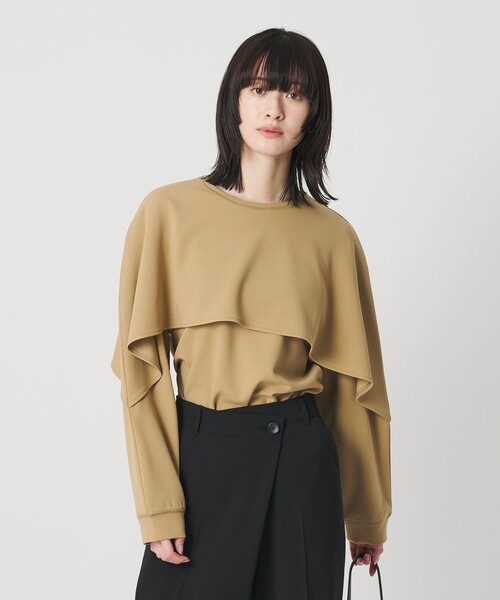 BEAUTY&YOUTH UNITED ARROWS(ビューティーアンドユースユナイテッドアローズ)の「【WEB限定 Wardrobe DAILY MINIMAL】ケープフリル レイヤーカットソー(Tシャツ/カットソー・レディース・ブラック/オフホワイト/モカ/ベージュ/ライトグレー/ブラウン系・FREE)」の6枚目の写真