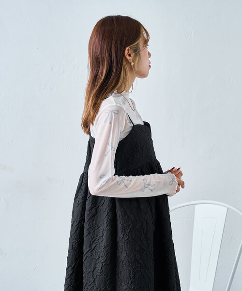 w closet（ダブルクローゼット）の「リボンメロウシアーカットソー（Tシャツ/カットソー・レディース・ピンク/オフホワイト・FREE）」の6枚目の写真