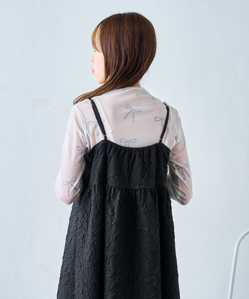 w closet（ダブルクローゼット）の「リボンメロウシアーカットソー（Tシャツ/カットソー・レディース・ピンク/オフホワイト・FREE）」の7枚目の写真