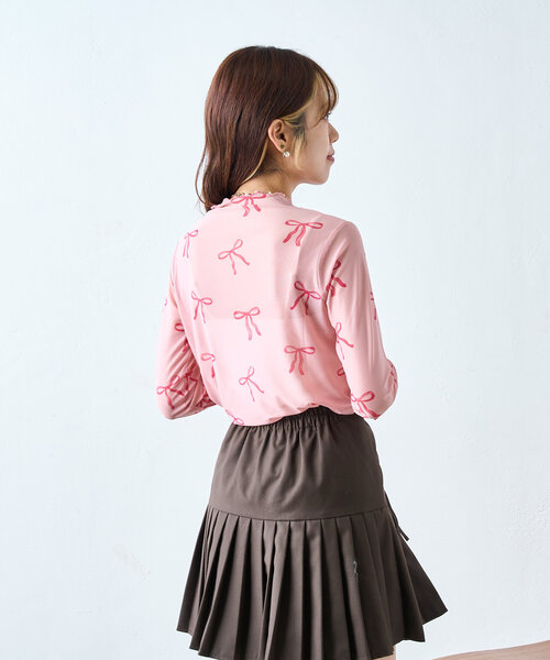 w closet（ダブルクローゼット）の「リボンメロウシアーカットソー（Tシャツ/カットソー・レディース・ピンク/オフホワイト・FREE）」の13枚目の写真