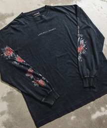 Ed Hardy | ED HARD エド・ハーディー ピグメント加工 ヴィンテージライク グラフィック ロゴプリント オーバーサイズ ロングスリーブTシャツ/ロンT(Tシャツ/カットソー)