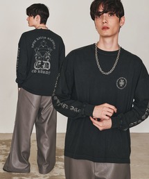 ED HARD エド・ハーディー ピグメント加工 ヴィンテージライク グラフィック ロゴプリント オーバーサイズ ロングスリーブTシャツ/ロンT