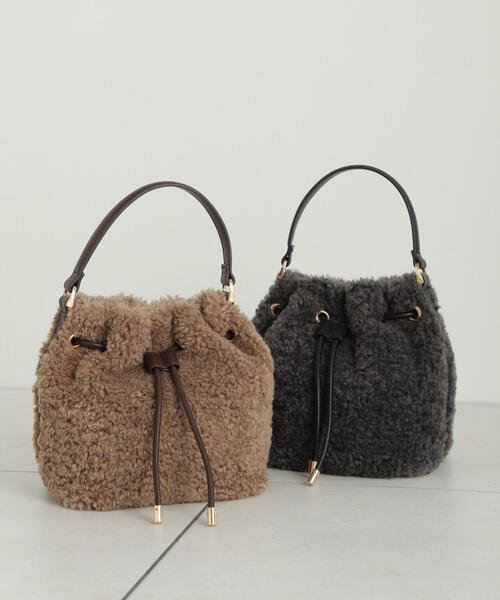 EDIT COLOGNE（エディットコロン）の「ボア巾着ショルダーバッグ（ショルダーバッグ・レディース・ブラウン/ダークグレー・ﾌﾘ-）」の13枚目の写真