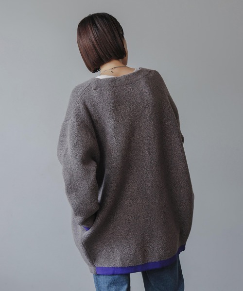 Bou Jeloud（ブージュルード）の「ブークレダブルフェイスニットコーディガン（カーディガン/ボレロ・レディース・ベージュ/チャコールグレー・FREE）」の8枚目の写真