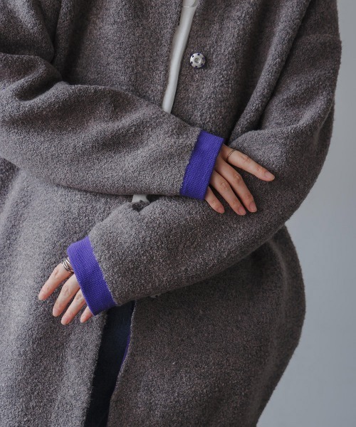 Bou Jeloud（ブージュルード）の「ブークレダブルフェイスニットコーディガン（カーディガン/ボレロ・レディース・ベージュ/チャコールグレー・FREE）」の12枚目の写真