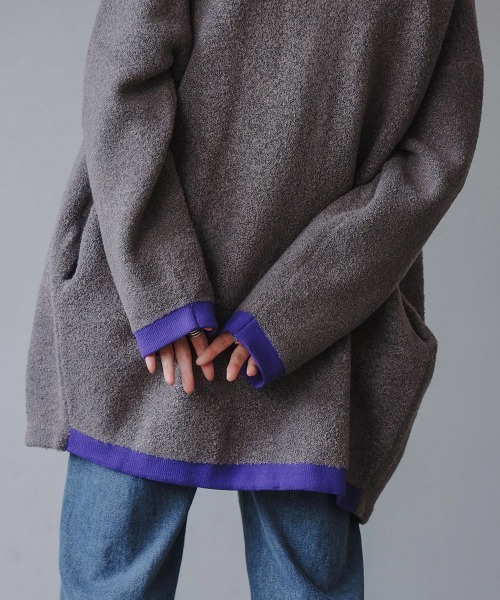 Bou Jeloud（ブージュルード）の「ブークレダブルフェイスニットコーディガン（カーディガン/ボレロ・レディース・ベージュ/チャコールグレー・FREE）」の13枚目の写真