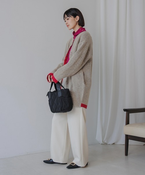 Bou Jeloud（ブージュルード）の「ブークレダブルフェイスニットコーディガン（カーディガン/ボレロ・レディース・ベージュ/チャコールグレー・FREE）」の22枚目の写真