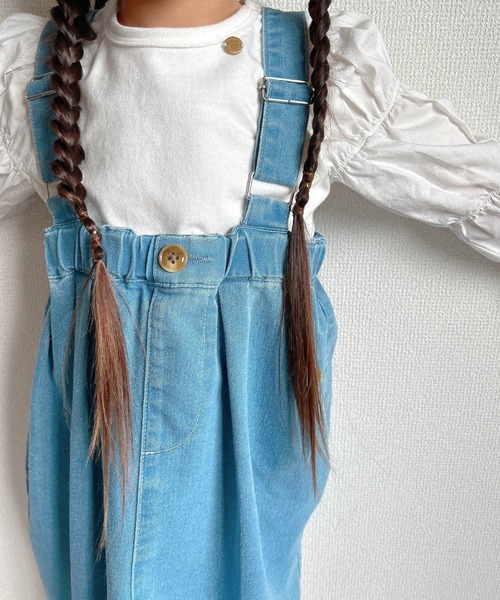 MAKE YOUR DAY（メイクユアデイ）の「ハイウエストジャンパースカート■80～140cm（ジャンパースカート・キッズ・ベージュ/ブルー/グレー・80/90/100/110/120/130/140）」の3枚目の写真